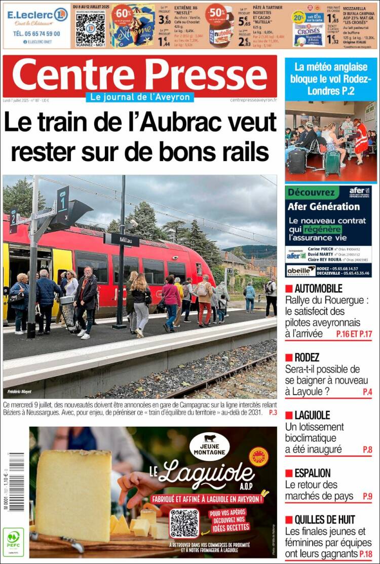 Portada de Centre Presse (Francia)