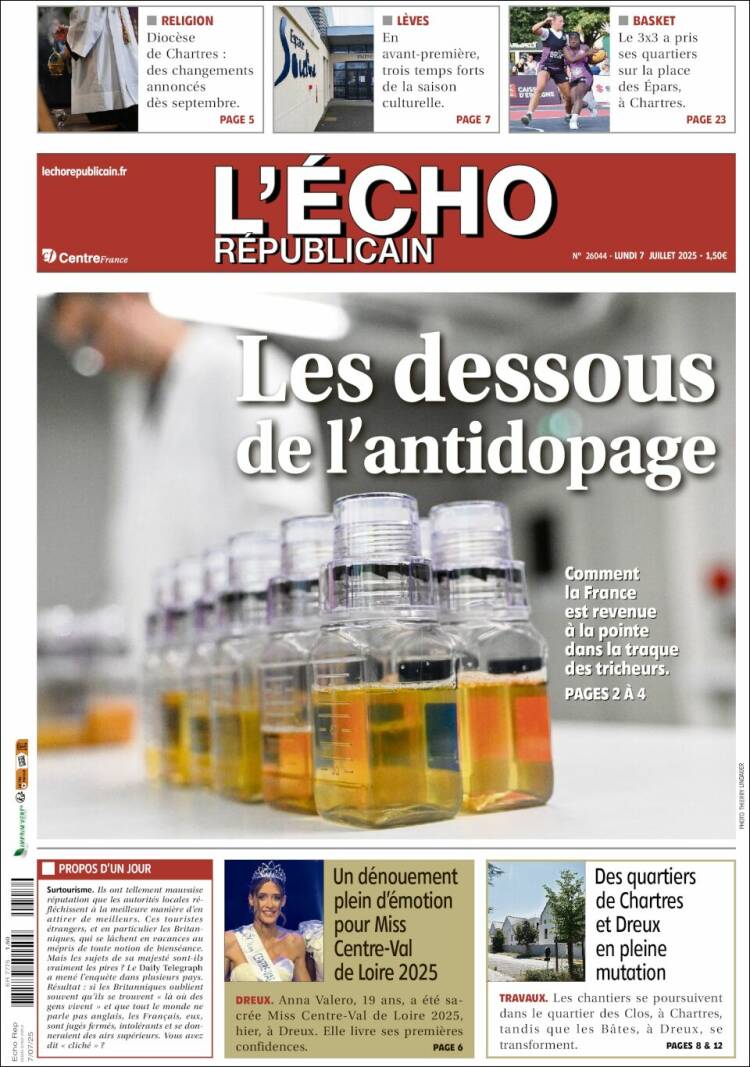 Portada de L'Echo Républicain (Francia)