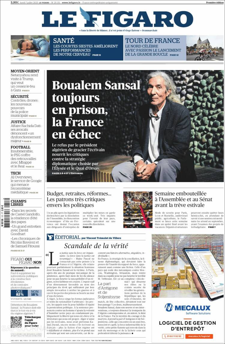 Portada de Le Figaro (Francia)