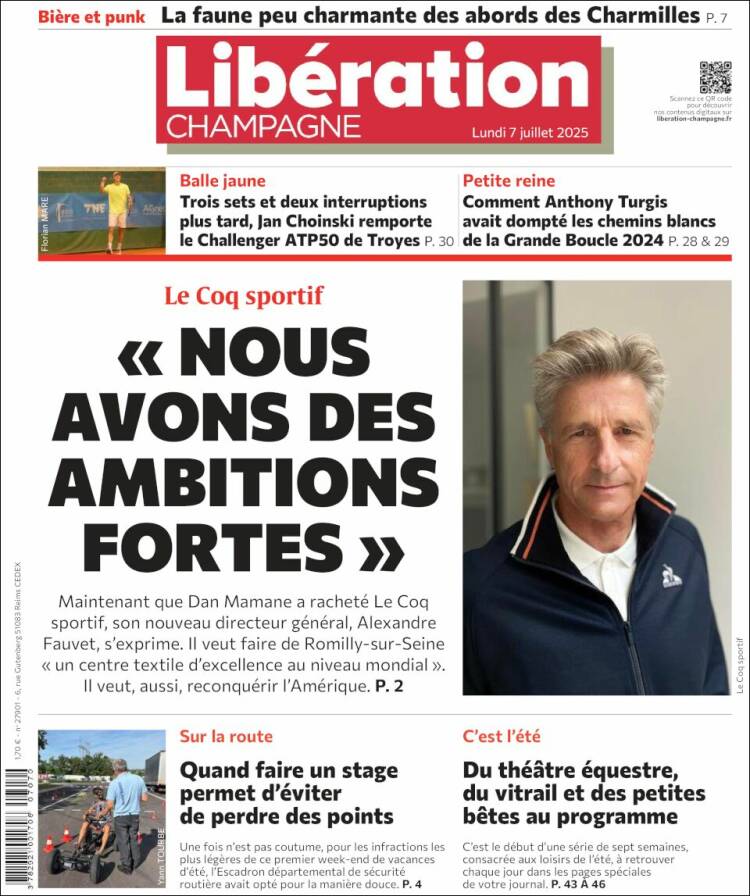 Portada de Libération Champagne (Francia)