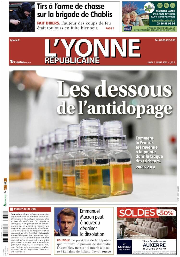 Portada de L'Yonne-Républicaine (Francia)