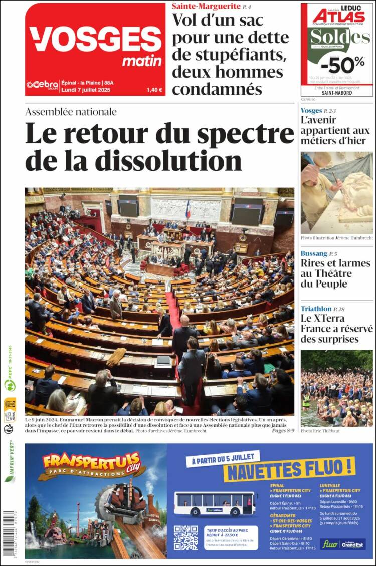 Portada de Vosges Matin (Francia)
