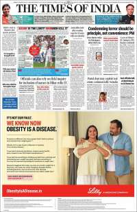 Portada de The Times of India (India)