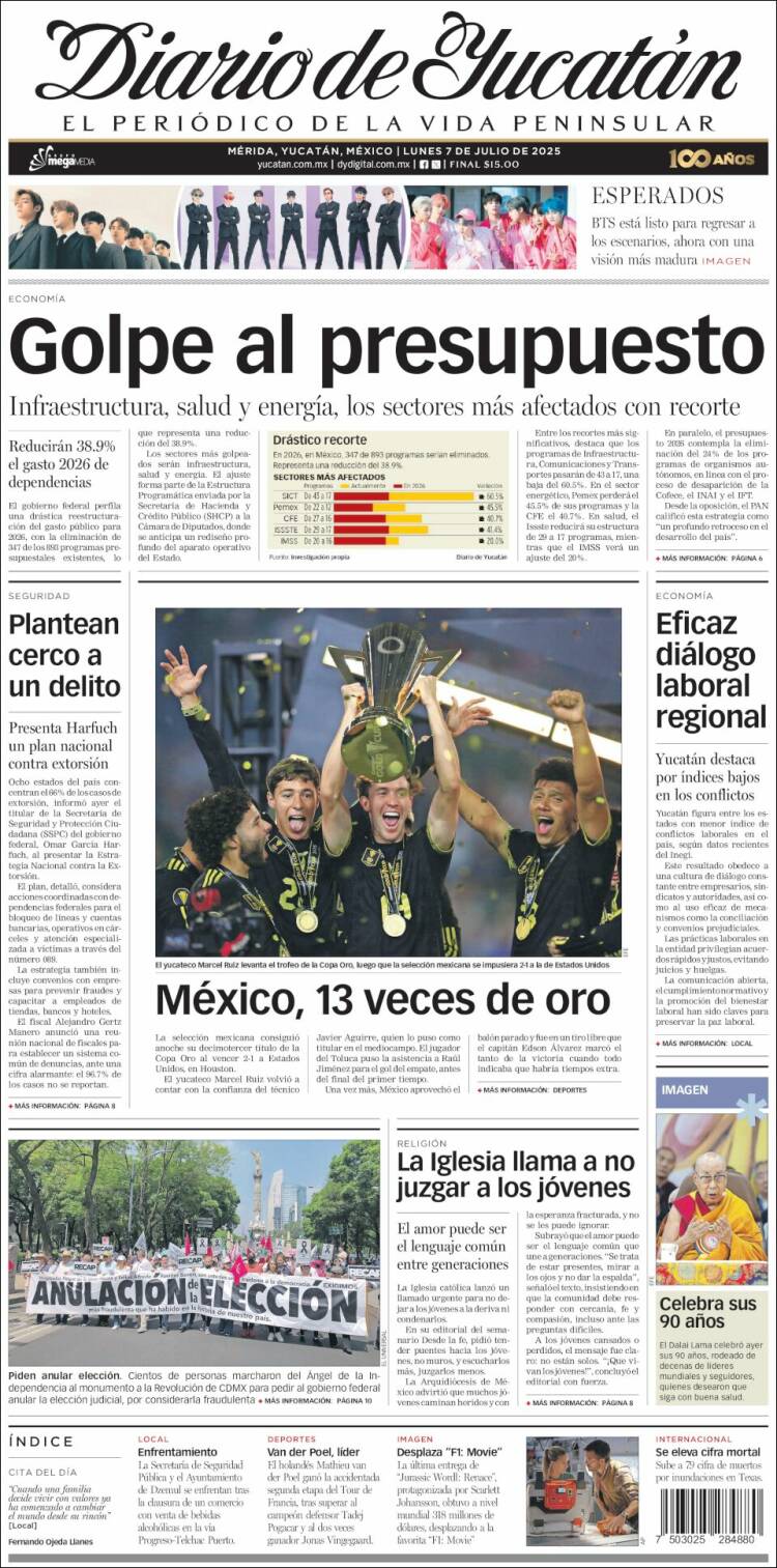 Portada de Diario de Yucatán (México)