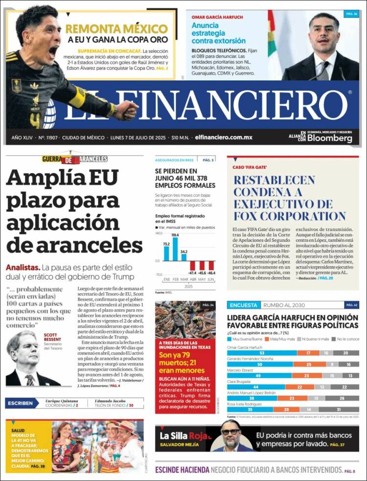 Portada de El Financiero (México)
