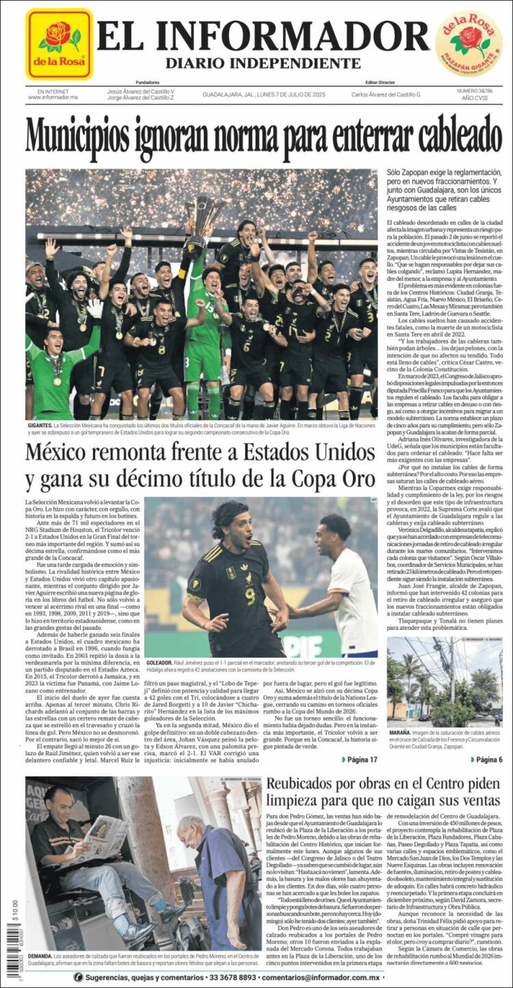 Portada de El Informador (México)
