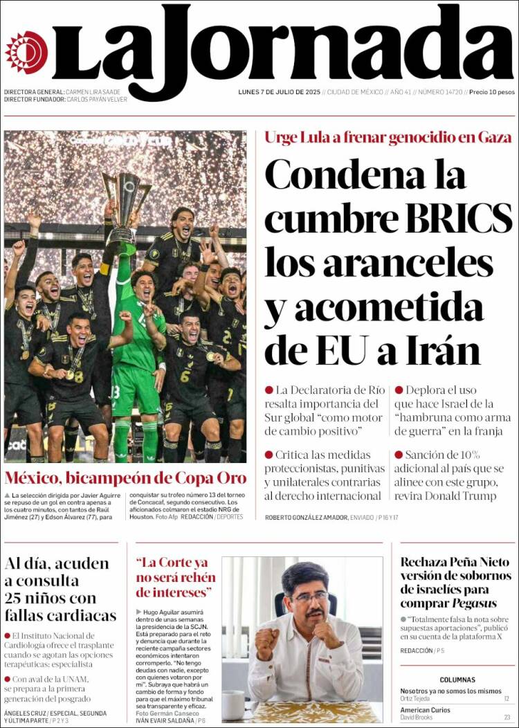 Portada de La Jornada (México)