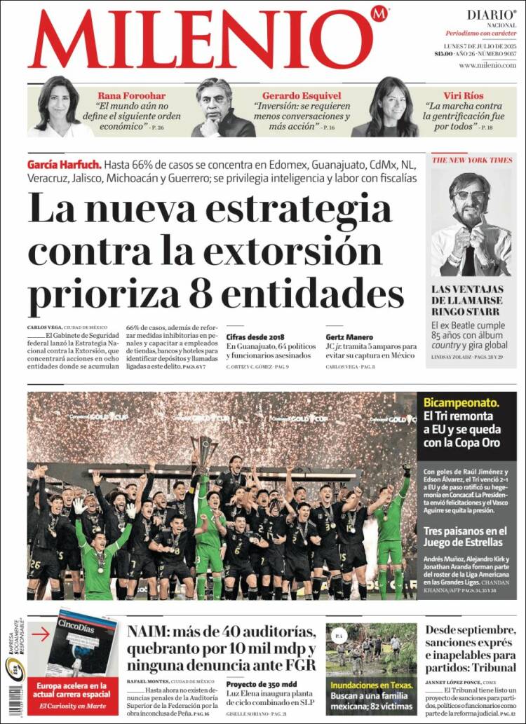 Portada de Milenio (México)