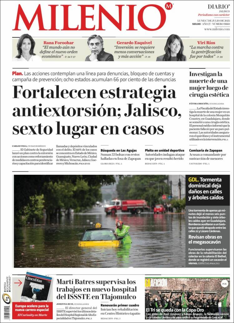 Portada de Milenio - Jalisco (México)