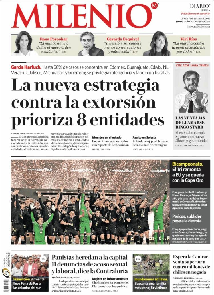 Portada de Milenio de Puebla (México)