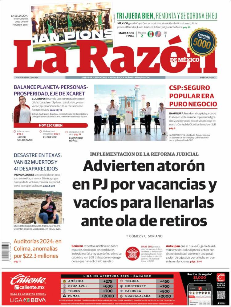 Portada de La Razón (México)