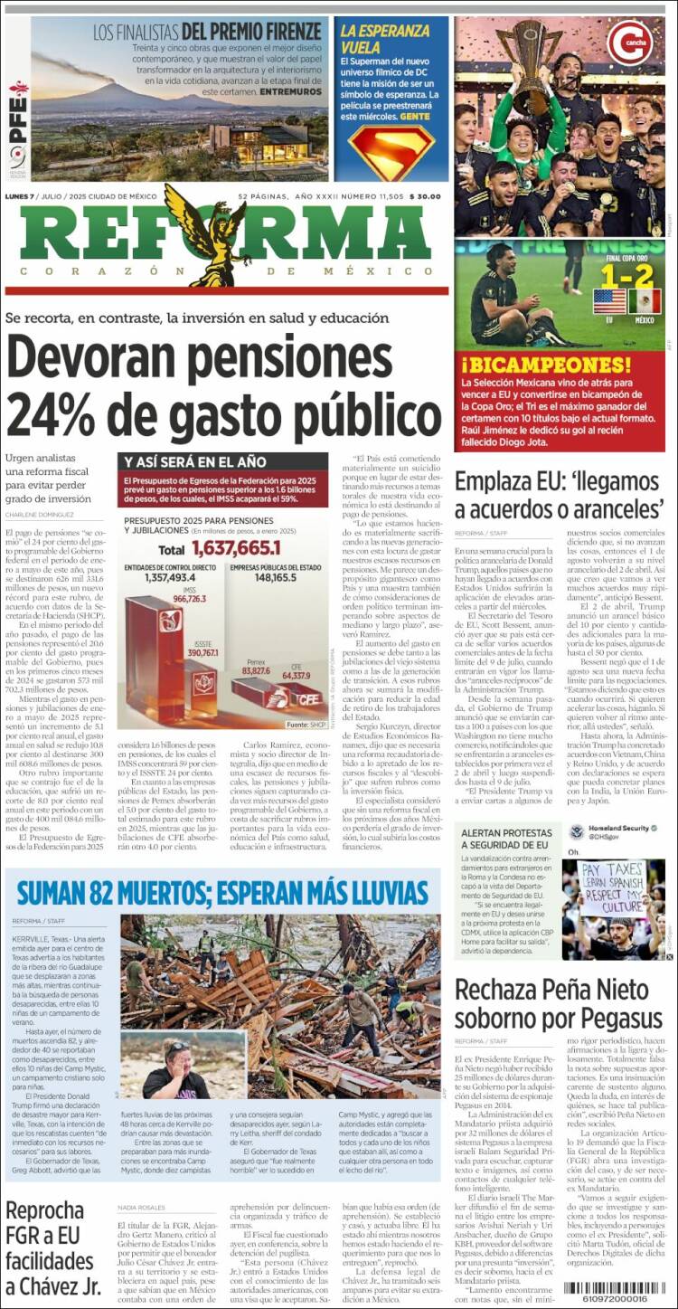 Portada de Reforma (México)