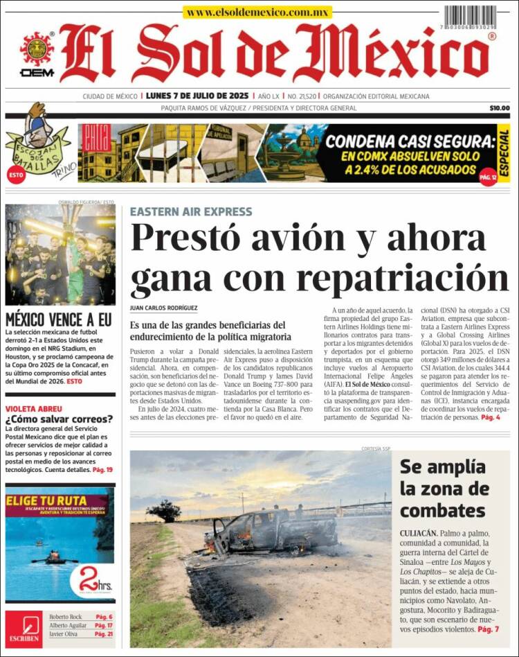 Portada de El Sol de México (México)