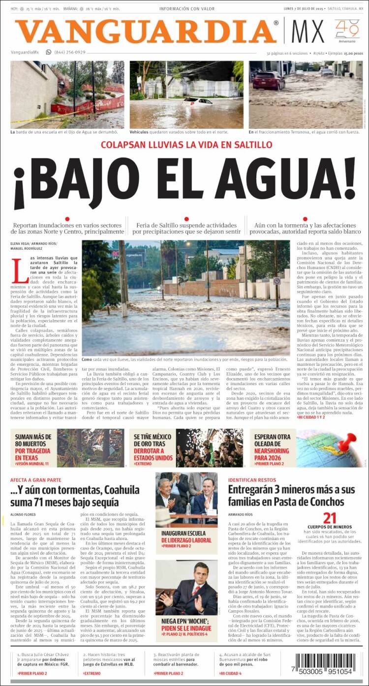 Portada de Vanguardia (México)