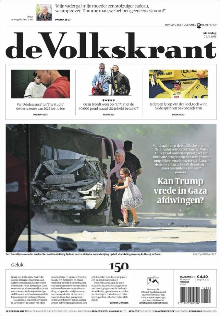 Portada de De Volkskrant (Países Bajos)
