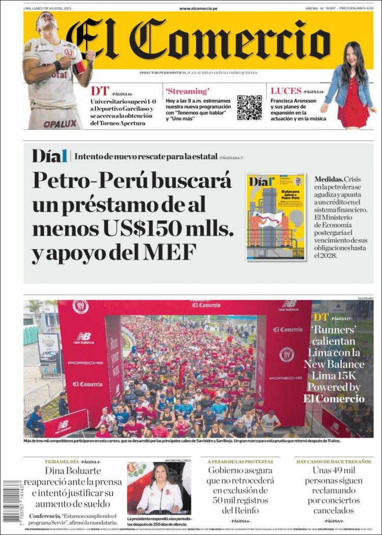 Portada de El Comercio (Perú)
