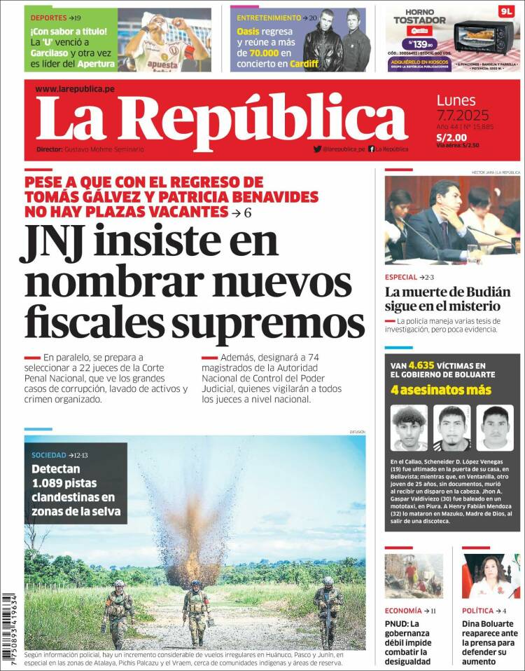 Portada de La Republica (Perú)