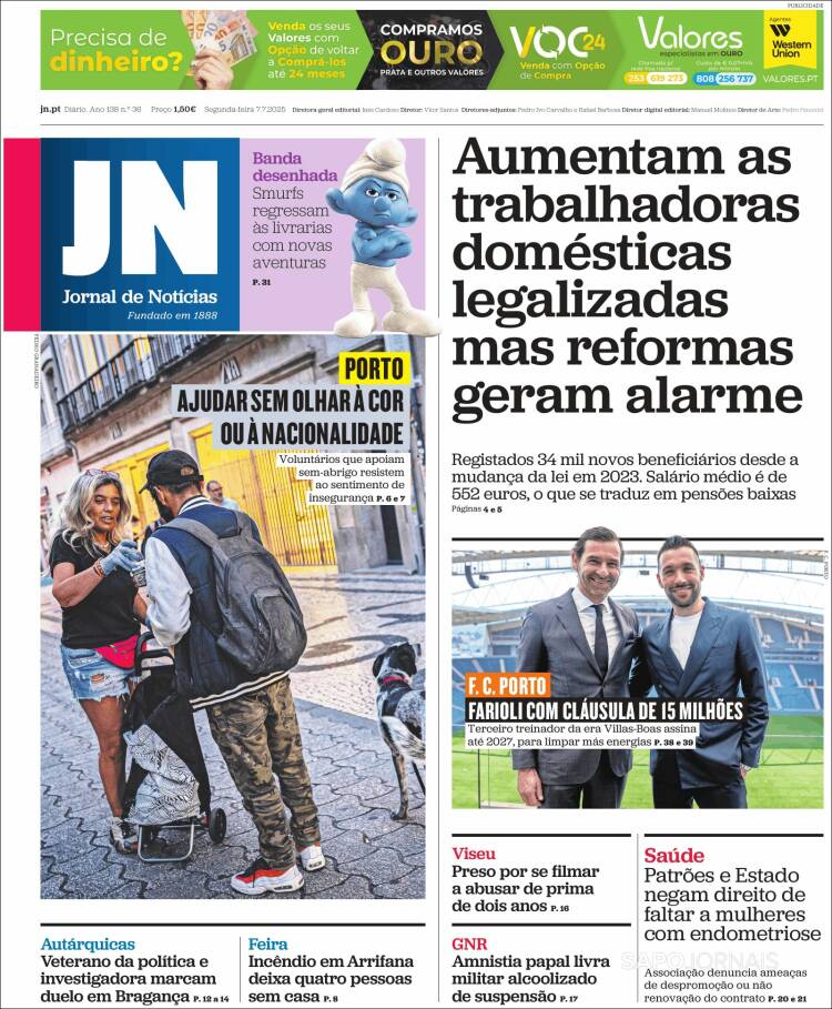 Portada de Jornal de Notícias (Portugal)