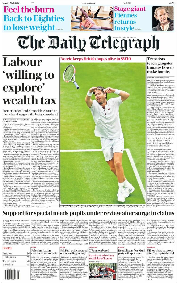 Portada de Daily Telegraph (United Kingdom)