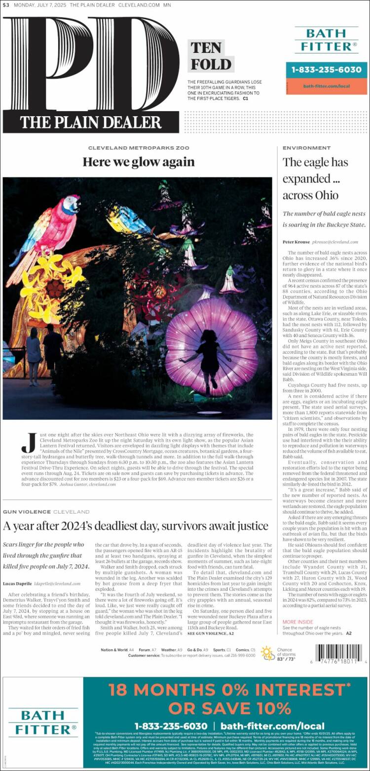 Portada de The Plain Dealer (USA)