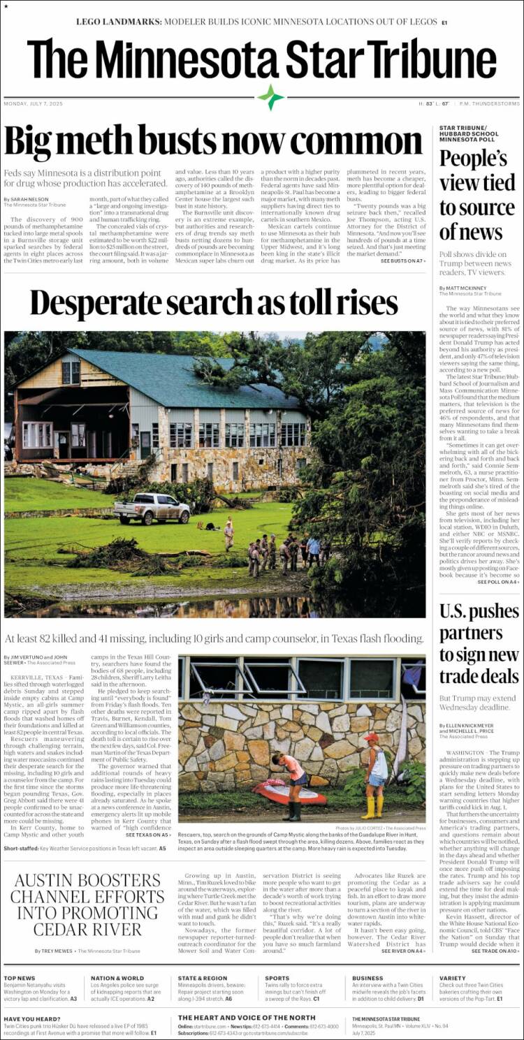 Portada de Star Tribune (USA)