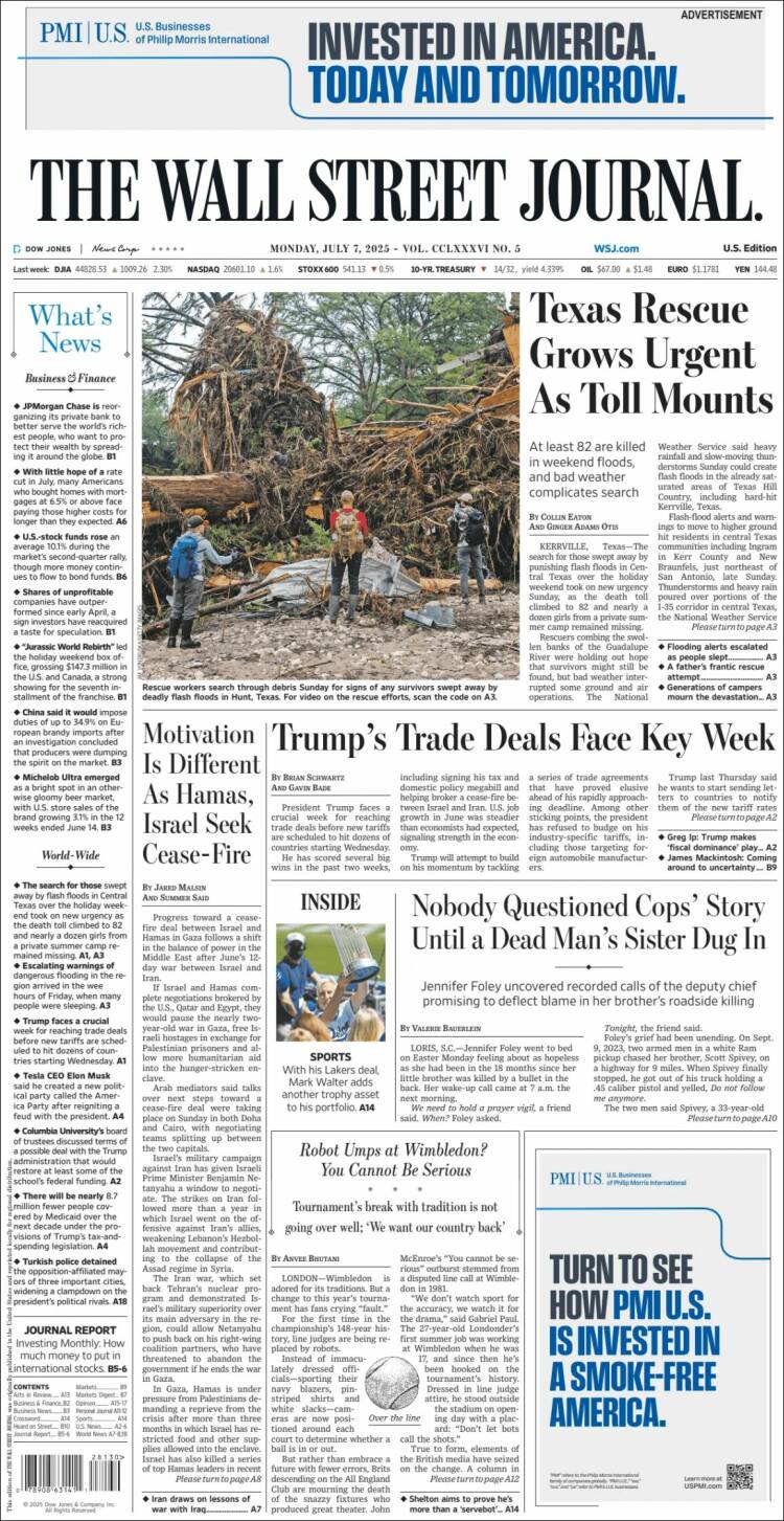 Portada de Wall Street Journal (USA)