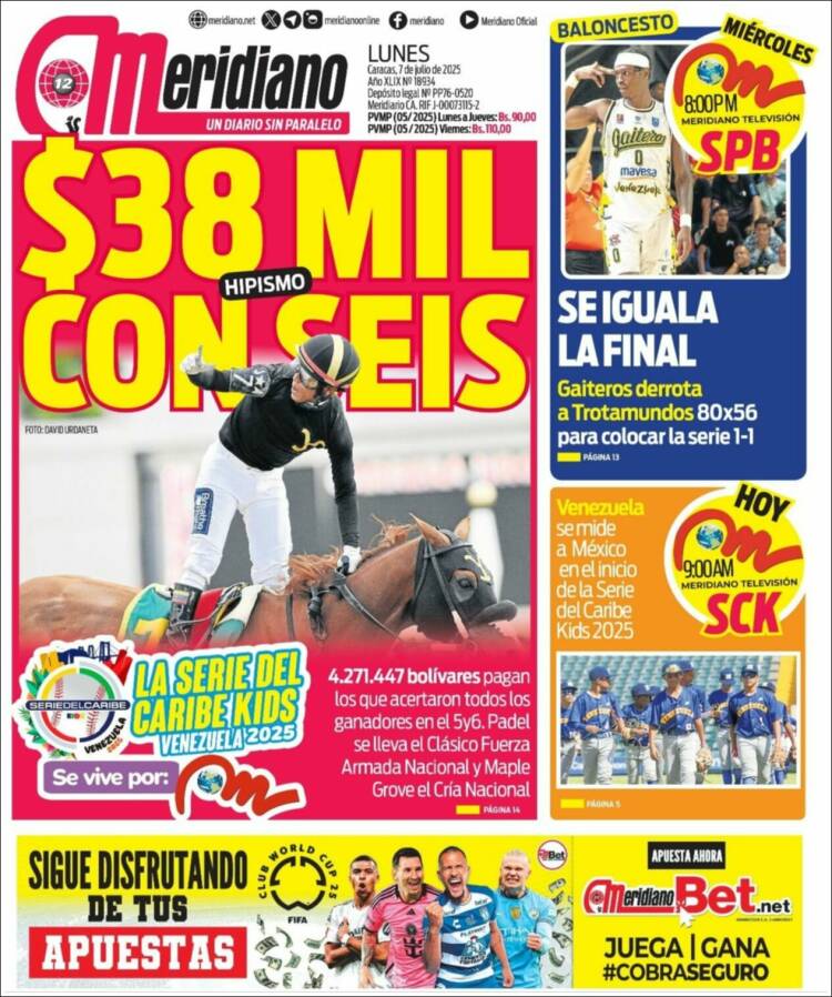 Portada de Meridiano (Venezuela)