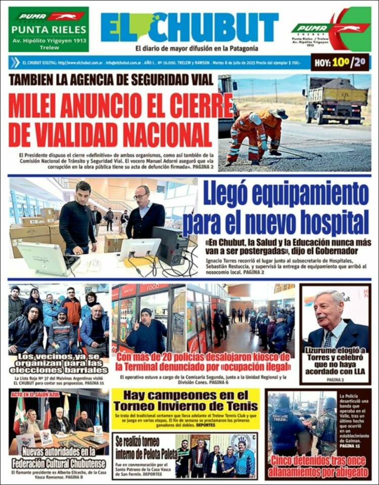 Portada de El Chubut (Argentina)