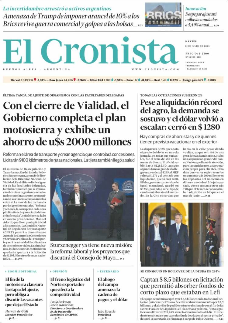 Portada de El Cronista Comercial (Argentine)