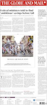 Portada de The Globe and Mail (Canada)