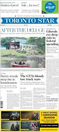 Portada de The Toronto Star (Canada)