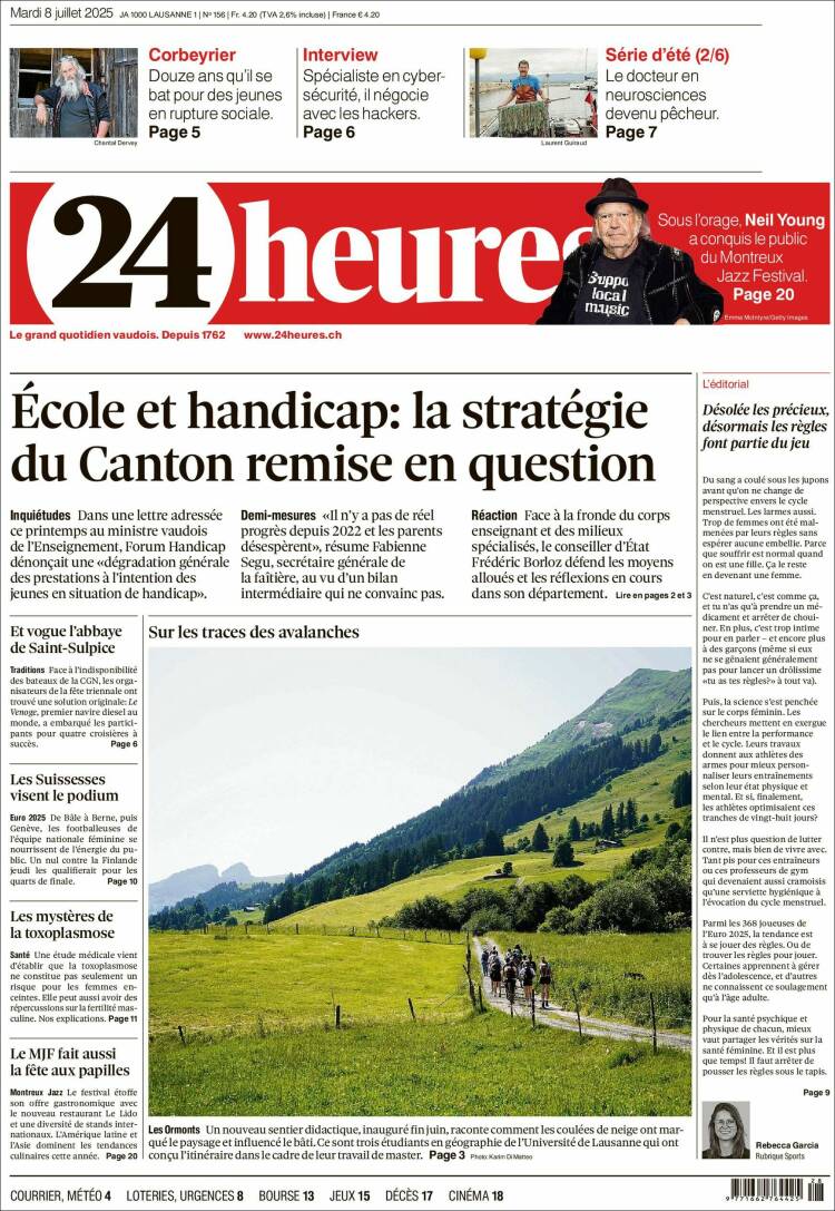 Portada de 24 Heures (Switzerland)