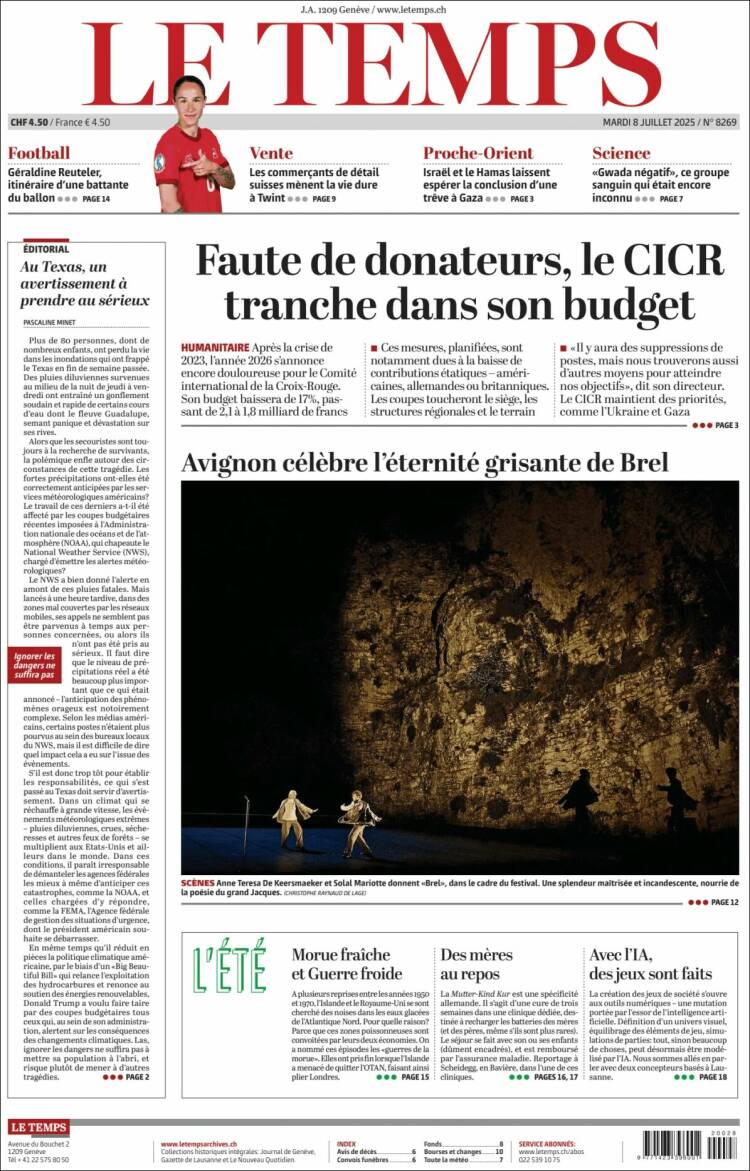 Portada de Le Matin (Switzerland)