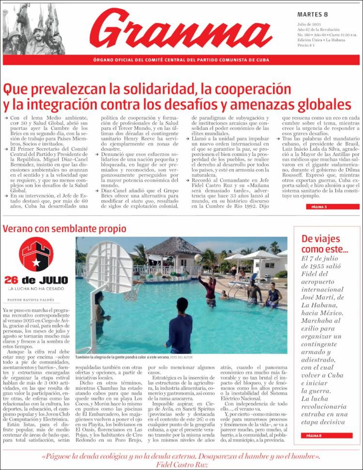 Portada de Granma (Cuba)