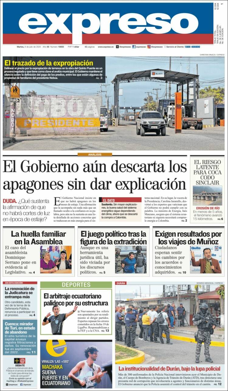 Portada de Expreso (Ecuador)