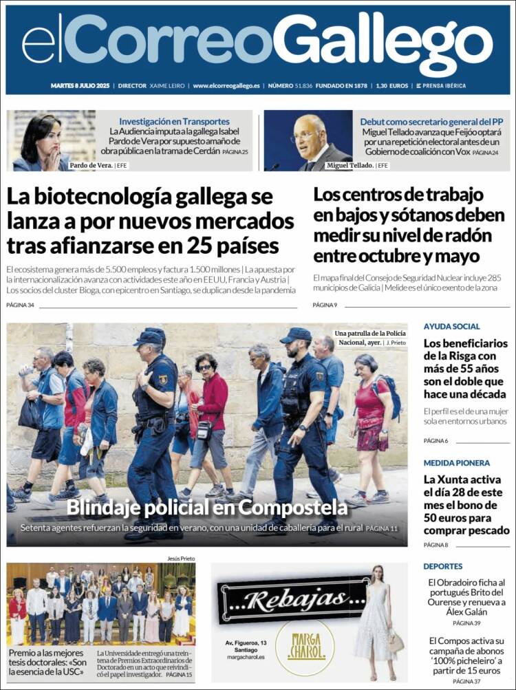 Portada de El Correo Gallego (España)