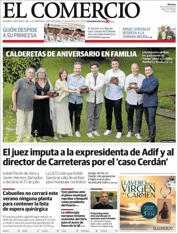 Portada de El Comercio - Gijón (España)
