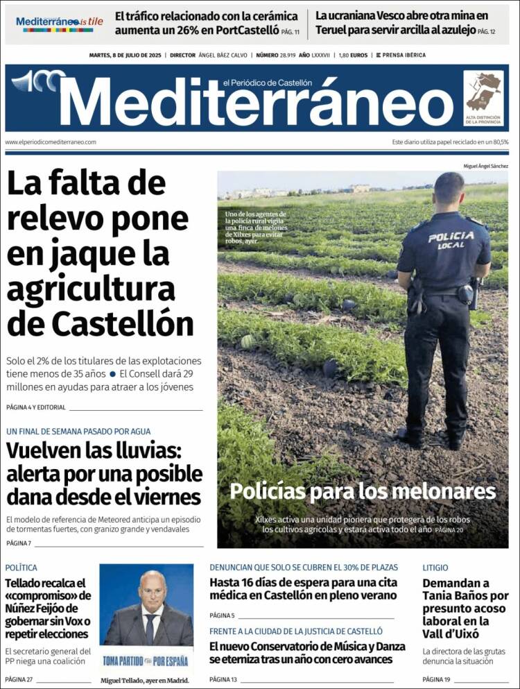 Portada de El Periódico Mediterraneo (España)