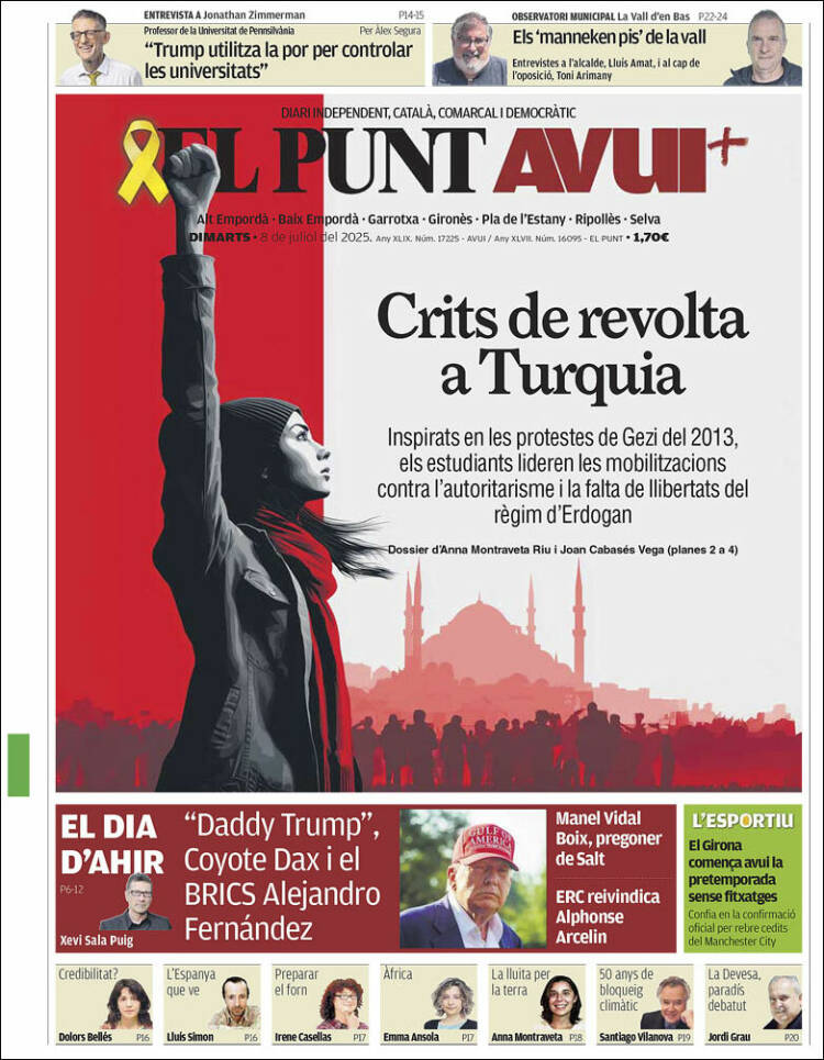 Portada de El Punt Avui - Girona (España)