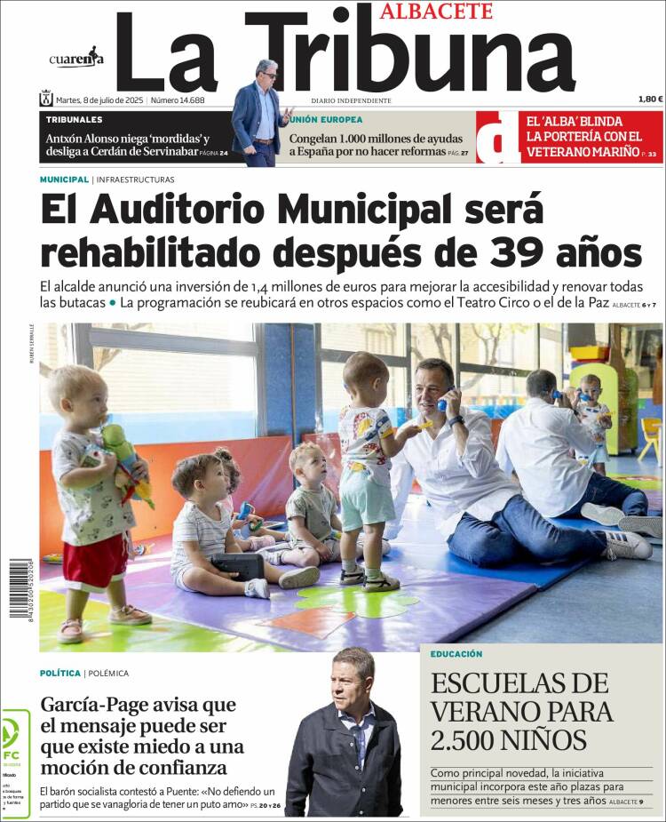 Portada de La Tribuna de Albacete (España)
