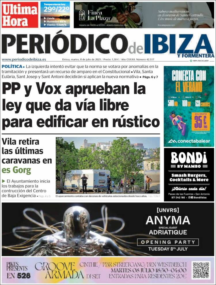 Portada de Periódico de Ibiza (España)