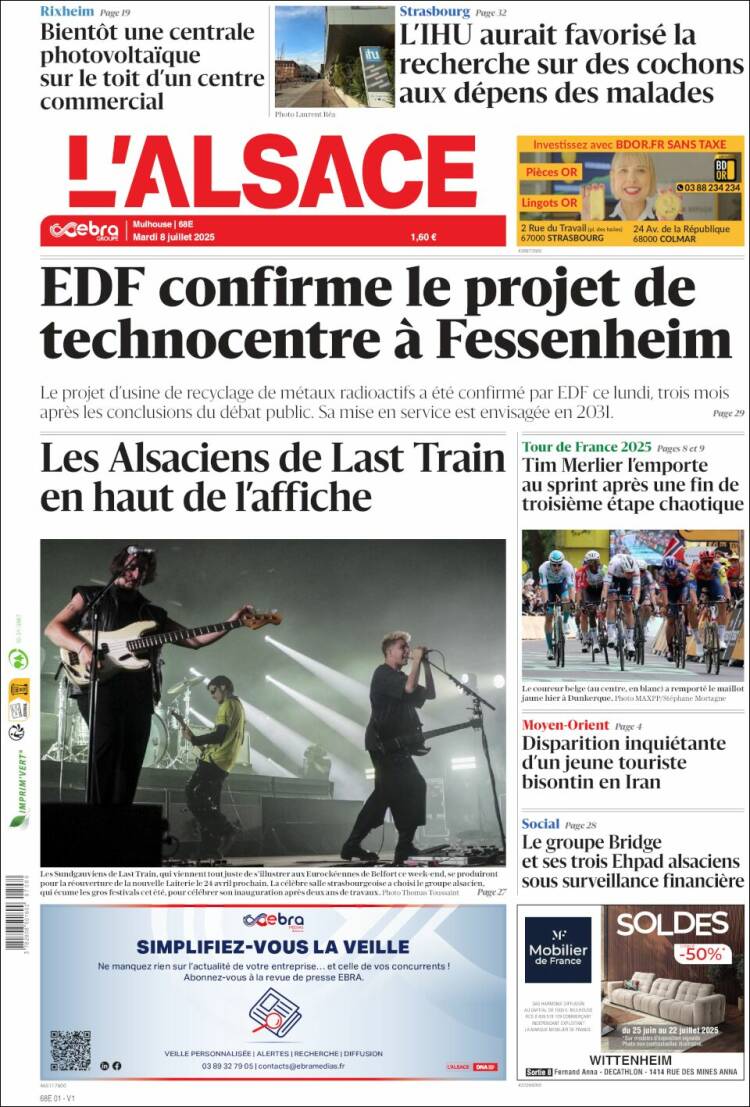 Portada de Journal L'Alsace (France)