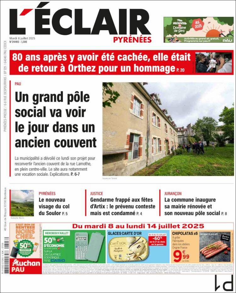 Portada de L'Eclair des Pyrénées (Francia)