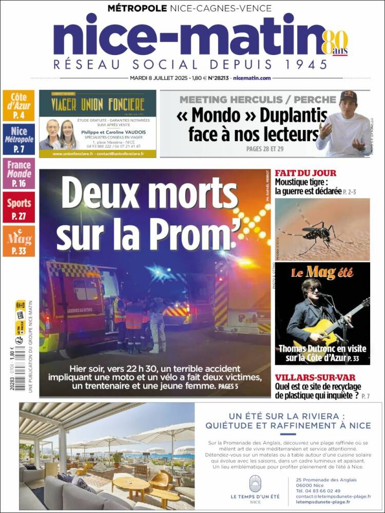 Portada de Nice-Matin (France)