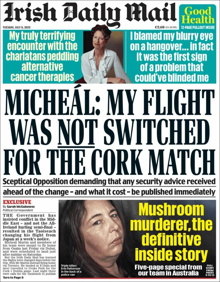Portada de Irish Daily Mail (Irlanda)