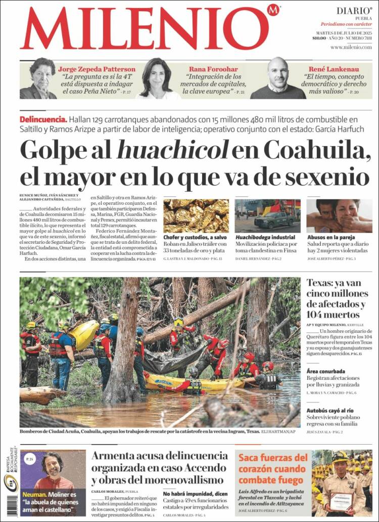 Portada de Milenio de Puebla (México)