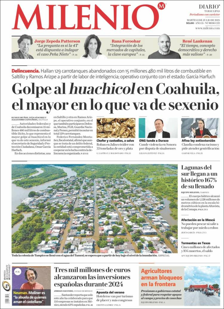 Portada de Milenio - Tamaulipas (México)