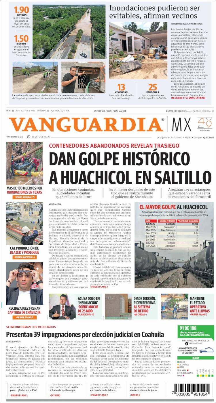 Portada de Vanguardia (México)