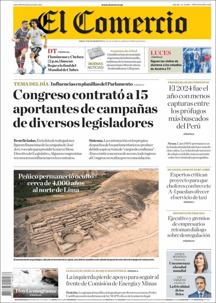Portada de El Comercio (Perú)
