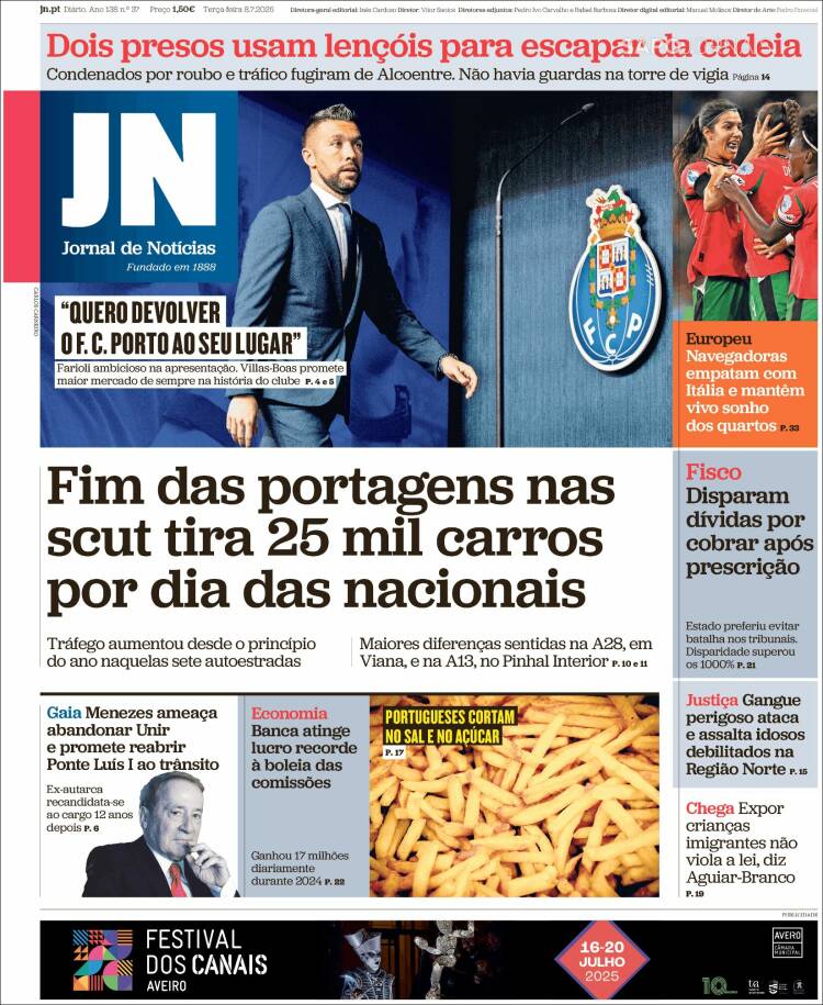Portada de Jornal de Notícias (Portugal)